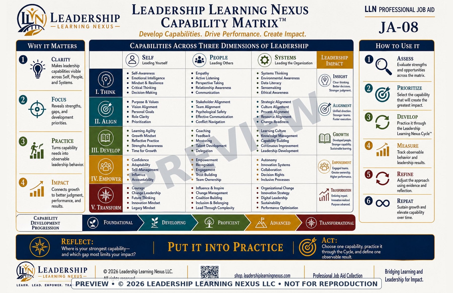 Leadership Learning Nexus Capability Matrix™ — Digital Download
